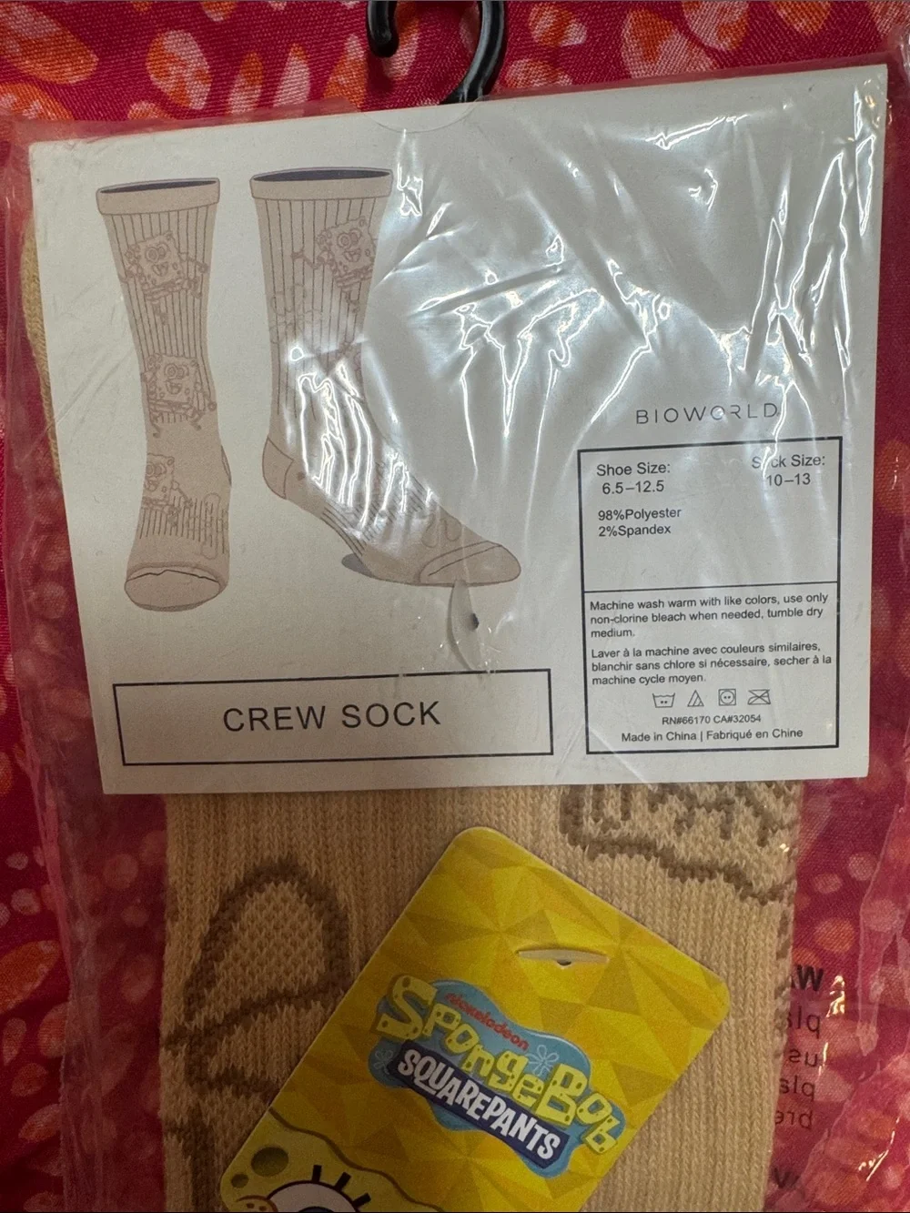 SpongeBob SquarePants Beige and Brown Crew Socks - Men